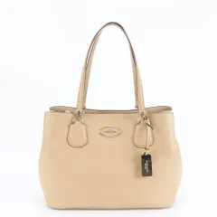 極美品 コーチ 34388 レザー トート バッグ 肩掛け ショルダー ハンド ベージュ レディース ECE DB43-10【中古】