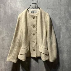 90s archive ISSEY MIYAKE ウールノーカラージャケット IM73-FD011 サイズM ベージュ イッセイミヤケ