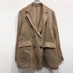 スローブイエナ 24SS ラミージョーゼットジャケット ベージュ リネン ダブル ラミージョーゼットジャケット（その他ジャケット・スーツ）｜SLOBE