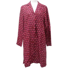 良品 22SS Max Mara STUDIO マックスマーラ シルク 猫プリント 長袖 オープンカラー チュニックシャツ ミニワンピース 38 ピンク レディース 古着 中古 USED 良品 22SS Max Mara STUDIO マックスマーラ シルク 猫プリント 長袖