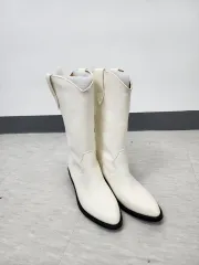 白 ウェスタン ミドル ブーツ