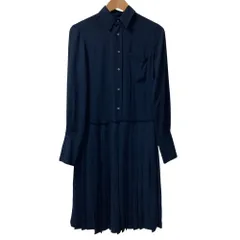 美品 Polo Ralph Lauren ポロラルフローレン ドッキングシャツワンピース サイズ2 ネイビー レディース 古着 中古 USED