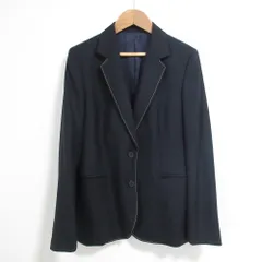 美品 Paul Smith ポールスミス チェック柄 2B テーラードジャケット 40サイズ ブラック ネイビー レディース 古着 中古 USED