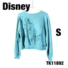 Disney ミントグリーン スウェット S キャラクター プリント トレーナー プルオーバー 秋冬 丸首 古着 TK11892