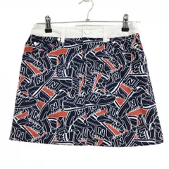 【美品】ニューバランスゴルフ スカート ネイビー×白 スニーカー総柄 ワッペン  レディース 0(S) ゴルフウェア New Balance