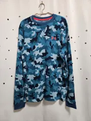 アンダーアーマー ブルー カモ フラージュ 長袖 Tシャツ S