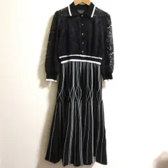 良品 Diagram ダイアグラム グレースコンチネンタル レース切替ニットワンピース サイズ36 ブラック レディース 古着 中古 USED