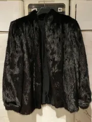 A-26-80 ミンク 毛皮 コート ファー アウター 13号 中古 ダークミンク ブラック 黒