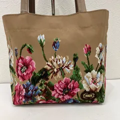 7654　FEILER　フェイラー　ハンドバッグ　 ファイユ　花柄　ラビリンス　ベージュ系　 ナイロン　レディース
