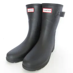 新品同様 HUNTER ハンター オリジナル リファインド ショート レイン ブーツ WFS2200RMA UK6 25cm ブラック レディース 古着 中古 USED