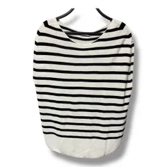 未使用 タグ付き ANAYI アナイ コットンアセテート ガーターサークル プルオーバー コットンニット ボーダー柄 定価22000円 トップス レディース 38 ホワイト×ブラック 春 久喜倉庫店 4 No.K1074