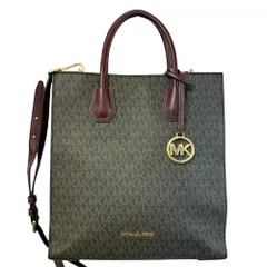 美品 MICHAEL KORS マイケルコース PVCコーティング 2WAY トートバッグ ショルダーバッグ BA-2105 ブラウン×ボルドー レディース 古着 中古 USED