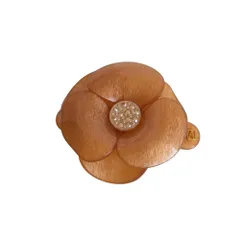 美品 ALEXANDRE DE PARIS アレクサンドルドゥパリ カメリア ラインストーン バレッタ ヘアアクセサリー ブラウン レディース 古着 中古 USED