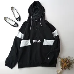 FILA フィラ ナイロン アノラック ジャケット パーカー プルオーバー ユニセックス LL 黒 ブラック(106K＋7691)26H
