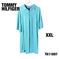 TOMMY HILFIGER ミントグリーン 半袖ポロシャツ XXL ハーフボタン 春夏 襟付き 古着 TK11897