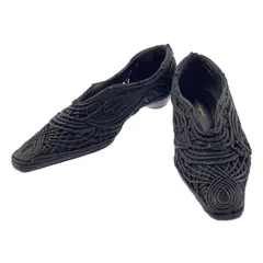 Mame Kurogouchi / マメクロゴウチ | 2023SS | Cord Embroidery Egg Heel Pumps / エンブロイダリー フラットシューズ | 22 1/2 | ブラック | レディース