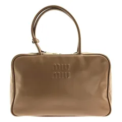 【美品】  miu miu / ミュウミュウ | Beau レザー ロゴ トップハンドル ボー バッグ | ブラウン | レディース