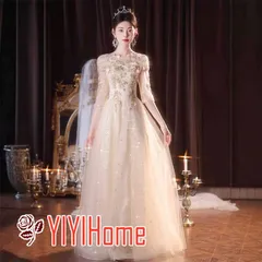 ウエディングドレス 二次会 前撮り 大きいサイズ 結婚式/二次会ドレス 海外挙式 ウェディングドレス ライトドレス 花嫁ドレス ロングドレス 後撮り 結婚式 スレンダードレス 7分袖 ワンピース 宴会 司会者　シャンパン