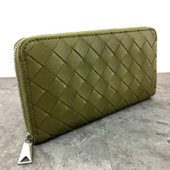 送料込み！ 美品 BOTTEGAVENETA ジップウォレット マキシイントレ カーキ 131