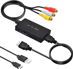RCA to HDMI 変換コンバーター AVコンポジット to hdmi変換アダプター 3色端子 hdmi 変換コンバータ 古いゲーム機（XBOX、PS1、PS2、SNES、Wii、N64）古いレコーダー(DVD、VCR、VHS)など機器の3色コードからHD