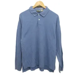 エルエルビーン L.L.BEAN 古着 ポロシャツ ニットポロ 長袖 オーバーサイズ L 青 ブルー ■MET2