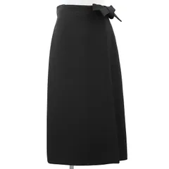 Christian Dior クリスチャンディオール ロングラップスカート ウール × シルク ウエストリボン 無地 ボトムス レディース サイズ 42 ブラック 黒 フランス製 341J41A1166のサムネイル