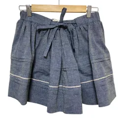 良品 MIU MIU ミュウミュウ リボン ダンガリー ミニスカート サイズ38 ブルー レディース 古着 中古 USED