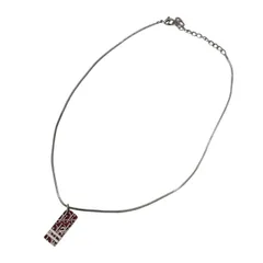 Christian Dior ディオール ネックレス ジュエリー アクセサリー 小物 トロッター プレート メタル シルバー レッド