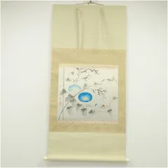 辻青花筆　朝顔　肉筆絹本掛軸（共箱）  掛け軸 床の間 書 おしゃれ 絵画 表具 芸術 茶道 年中掛け インテリア 茶掛 掛物 和室 6月 夏