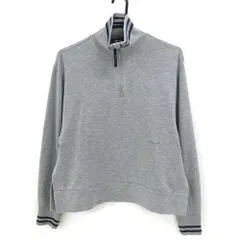 RLXラルフローレン 長袖ハイネックシャツ グレー×ネイビー ネックライン ハーフジップ レディース XS ゴルフウェア Ralph Lauren