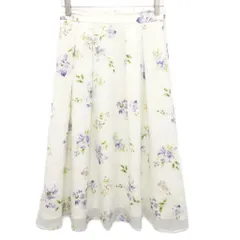 レッセパッセ LAISSE PASSE 美品 フレアスカート 花柄 シアー シフォン ロング 38 約M 白 ホワイト 系 ■MET2 1017