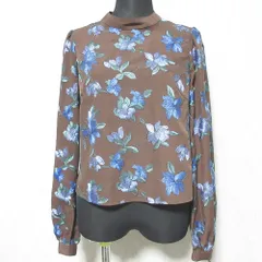 未使用 24SS GRACE CONTINENTAL グレースコンチネンタル フラワー刺繍ショートトップ プルオーバー ブラウス 0124141022 36 ブラウン レディース 古着 中古 USED