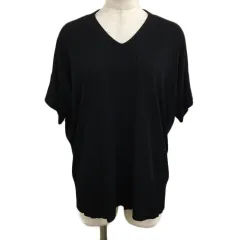 コムサイズム COMME CA ISM カットソー ニット プルオーバー Vネック 無地 半袖 9 黒 ブラック