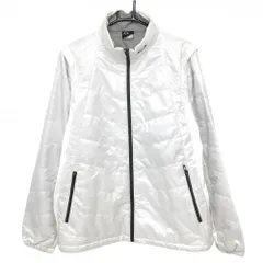 オークリー 2WAY中綿ジャケット 白 ロゴ刺しゅう 袖着脱可 ベスト メンズ XL ゴルフウェア Oakley