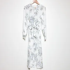 美品 Diagram ダイアグラム グレースコンチネンタル フラワープリントロングシャツワンピース サイズ36 ホワイト レディース 古着 中古 USED