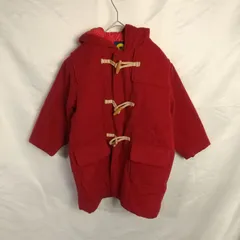 M1-02357【Kids】moujonjon(ムージョンジョン) ダッフルコート 女の子 (120) / 赤 表、右側ポケットの左側汚れ有 K
