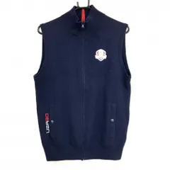 【超美品】RLXラルフローレン ニットジップベスト ネイビー 背面一部メッシュ編み ウール混 メンズ SP  ゴルフウェア Ralph Lauren