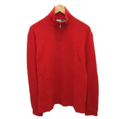 ポロ バイ ラルフローレン Polo by Ralph Lauren ハーフジップコットンニット セーター ハイネック ポニー刺繍 M 赤 レッド ■MET2