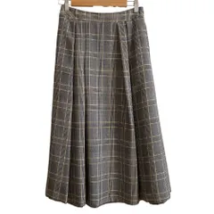 美品 MACKINTOSH LONDON マッキントッシュロンドン チェック柄 タックプリーツフレアスカート サイズ38 グレー レディース 古着 中古 USED