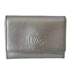 DOLCE＆GABBANA ドルチェ&ガッバーナ D&G ドルガバ カードケース パスケース 名刺入れ コンパクト ロゴ レザー シルバー
