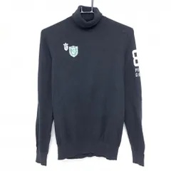 パーリーゲイツ タートルネックセーター 黒 ニット コットン混 ハイネック レディース 2(L) ゴルフウェア PEARLY GATES