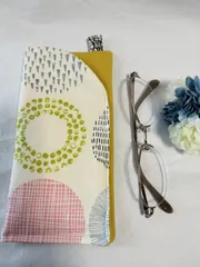 ハンドメイド　メガネケース　サークル　黄色　B071