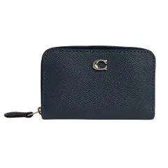 美品 COACH コーチ スモール ジップ アラウンド カード ケース レザー フラグメントケース 財布 C6723 ネイビー レディース 古着 中古 USED