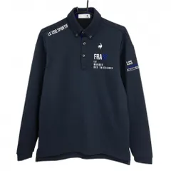 ルコックゴルフ 長袖ポロシャツ ネイビー ロゴ刺しゅう ボタンダウン メンズ M ゴルフウェア 2024年モデル le coq sportif