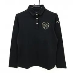 【美品】キャロウェイ 長袖ポロシャツ 黒×ゴールド ロゴ刺しゅう レディース L ゴルフウェア 2023年モデル Callaway