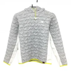 【美品】ニューバランスゴルフ パーカー 杢ライトグレー×白 一部裏起毛 キルティング 切替 レディース 0(S) ゴルフウェア New Balance