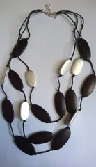 [AVON] LONG MULTIS TRAND FAUX WOOD BEAD NECKLACE GIFT SET(S-08)