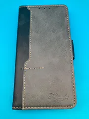 iPhone13 Pro 手帳型ケース レザー調 カード収納 マグネット式 ブラック グレー ※Galaxy S22対応あり