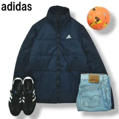 アディダス adidas 中綿 キルティング ジャケット ジップアップ ジャンパー スリーストライプス パフォーマンス ロゴ プリント L ネイビー スポーツ タウンユース レジャー メンズ