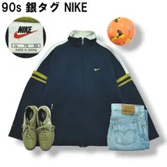 90s ヴィンテージ 銀タグ ナイキ NIKE スウェット トラック ジャケット トレーナー ジャージ スウッシュ ロゴ 刺繍 裏起毛 XL ネイビー スポーツ カジュアル ストリート メンズ